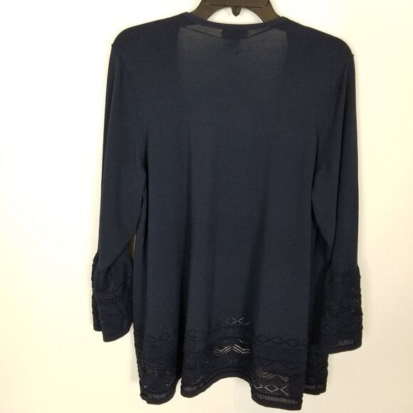 Charter Club Women Plus Lightweight Open Front Cardigan Sz 3X Navy Crochet - Picture 4 of 6